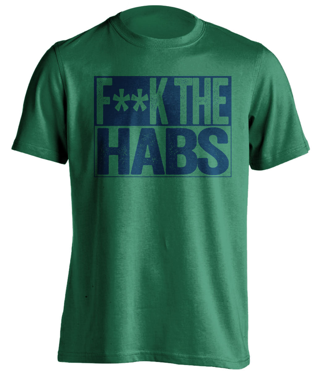 fuck the habs green and navy tshirt censored