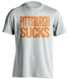 pittsburgh sucks philadelphia flyers bengals fan white shirt