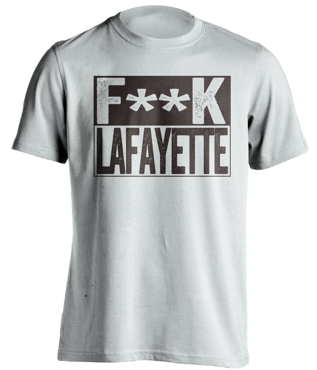 fuck lafayette white and brown tshirt censored