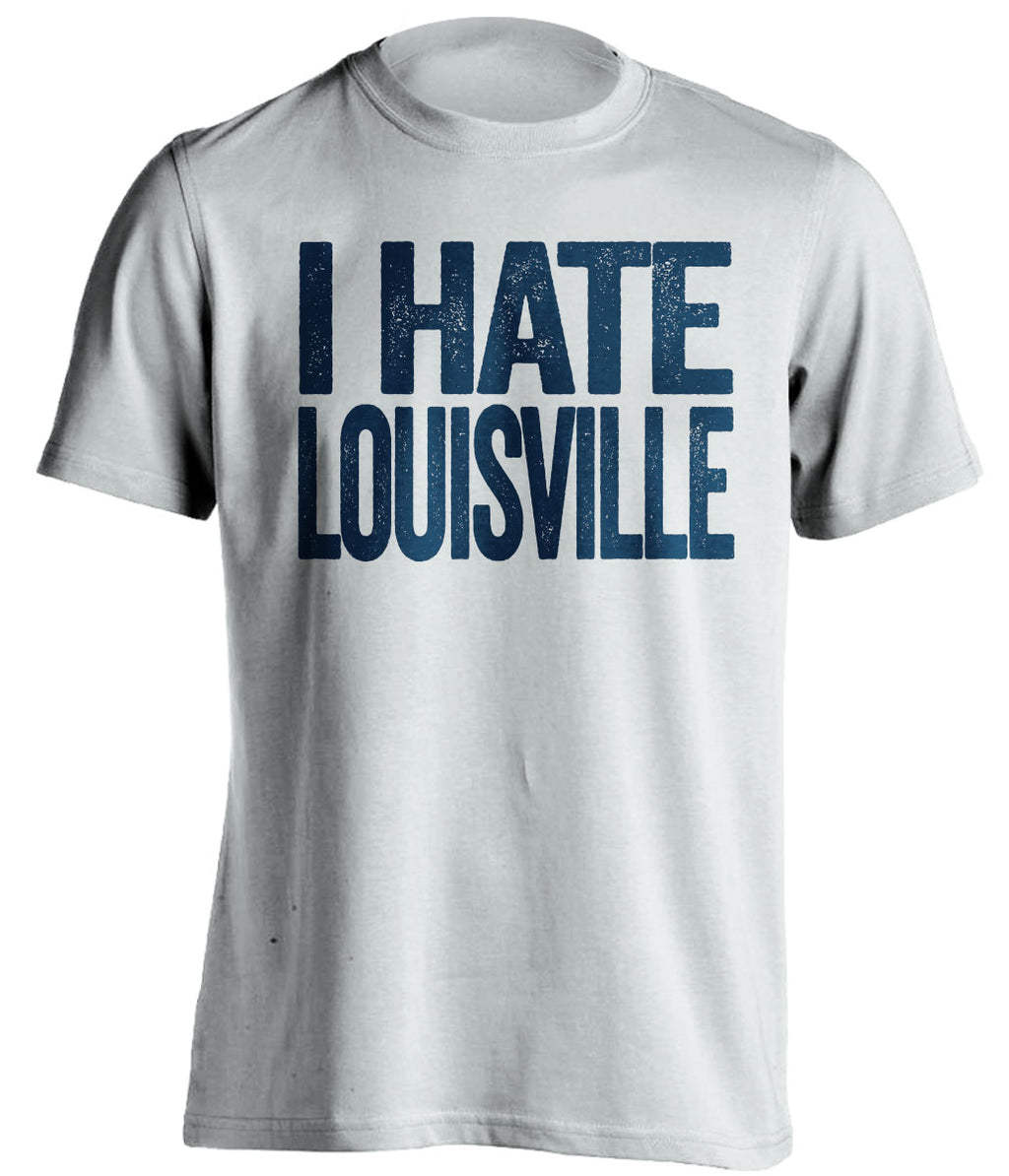 i hate louisville tshirt white and navy memphis fan