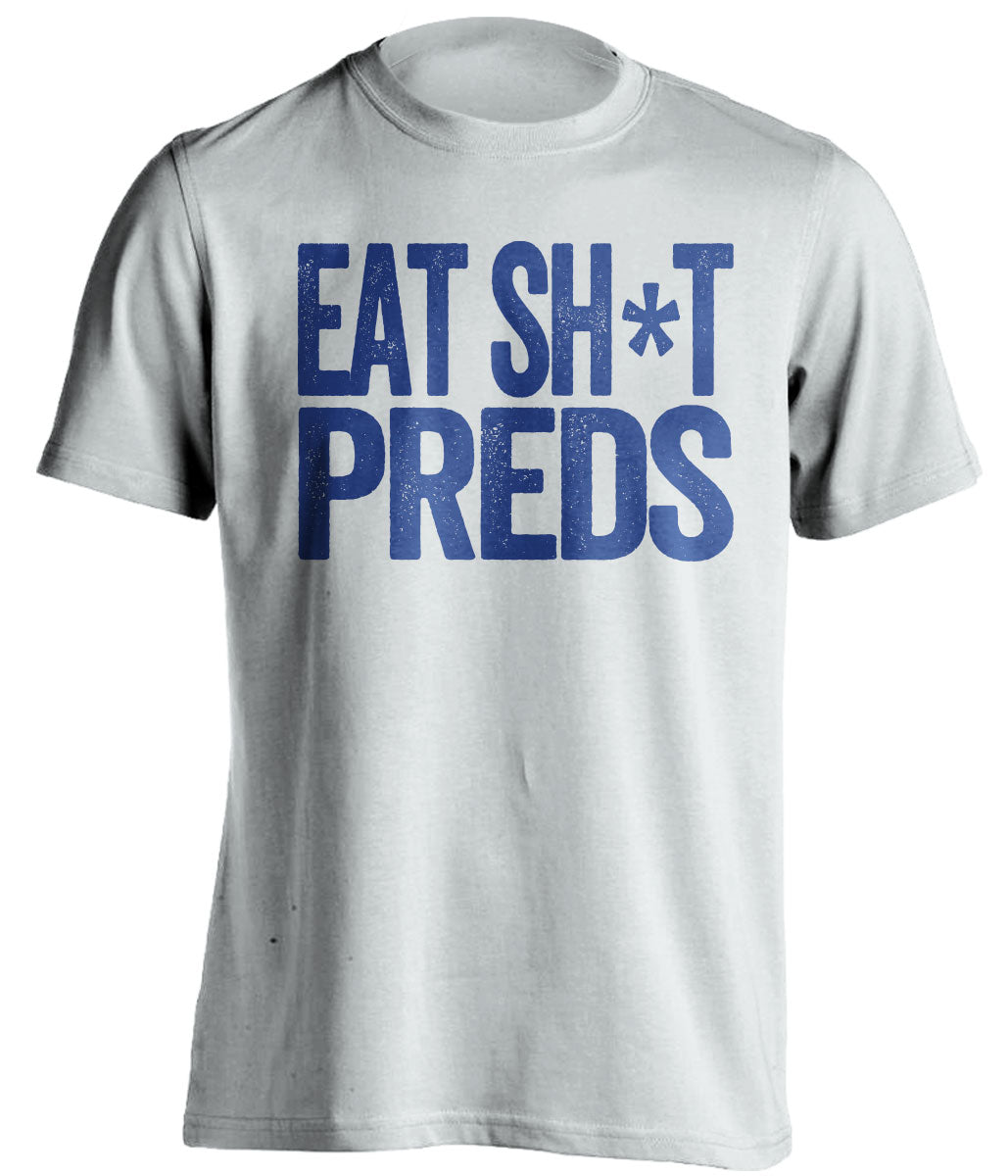 eat shit preds white and red tshirt censored