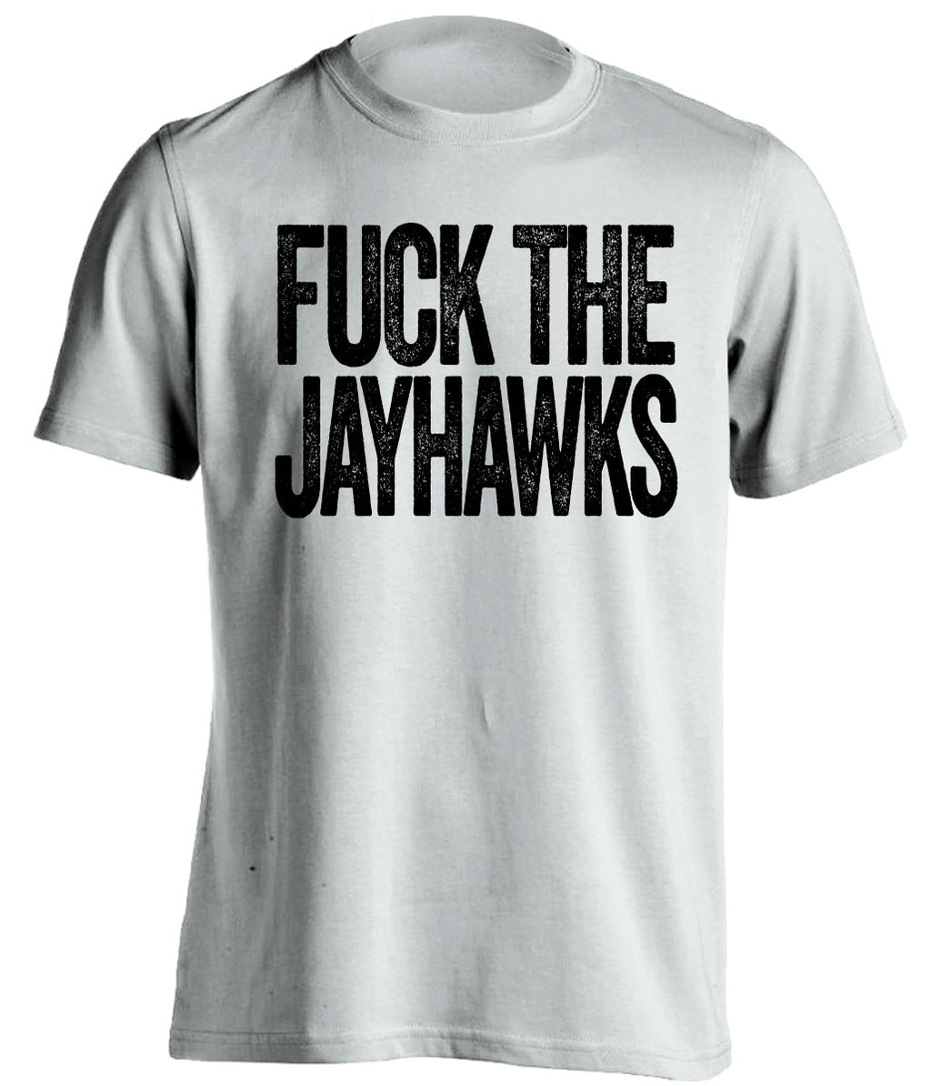 FUCK THE JAYHAWKS - Missouri Tigers Fan T-Shirt - Text Design - Beef Shirts