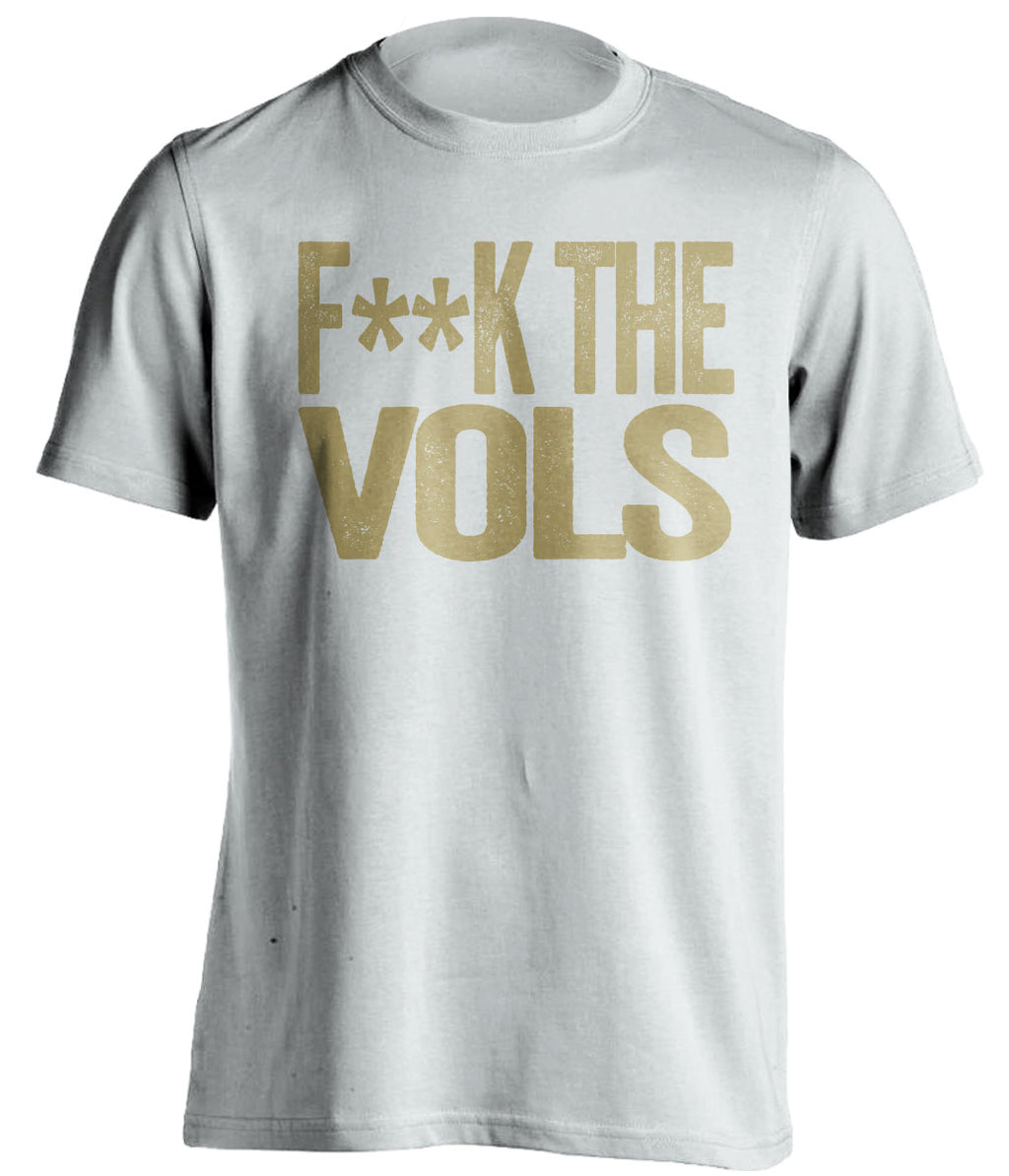 fuck the vols vanderbilt white and gold shirt censored