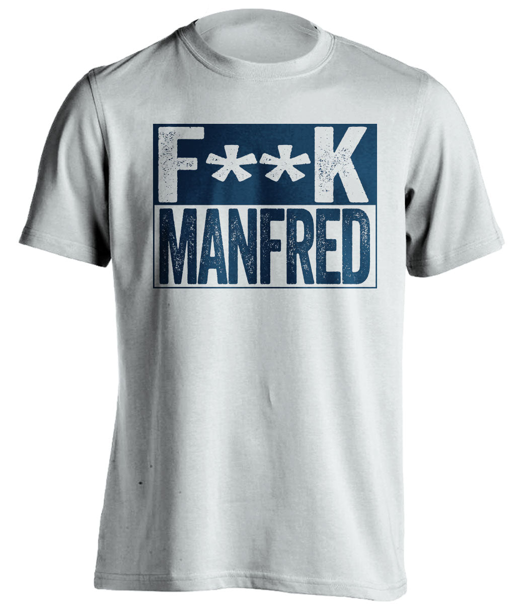 fuck manfred lockout new york yankees fan white shirt censored