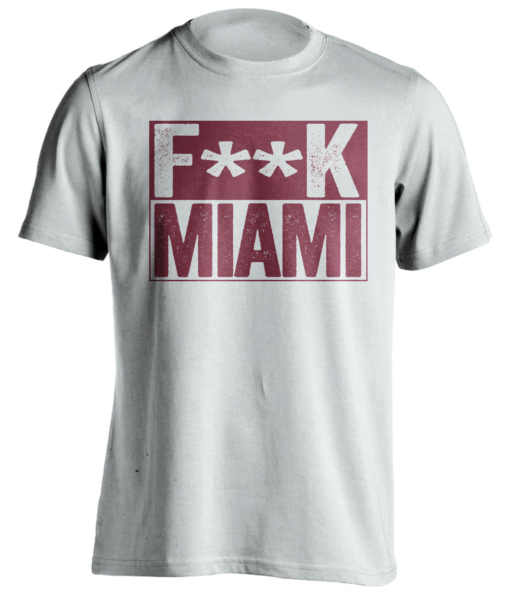 Fuck Miami - Miami Haters Shirt - Cardinal Red and Old Gold - Box Design - Beef Shirts