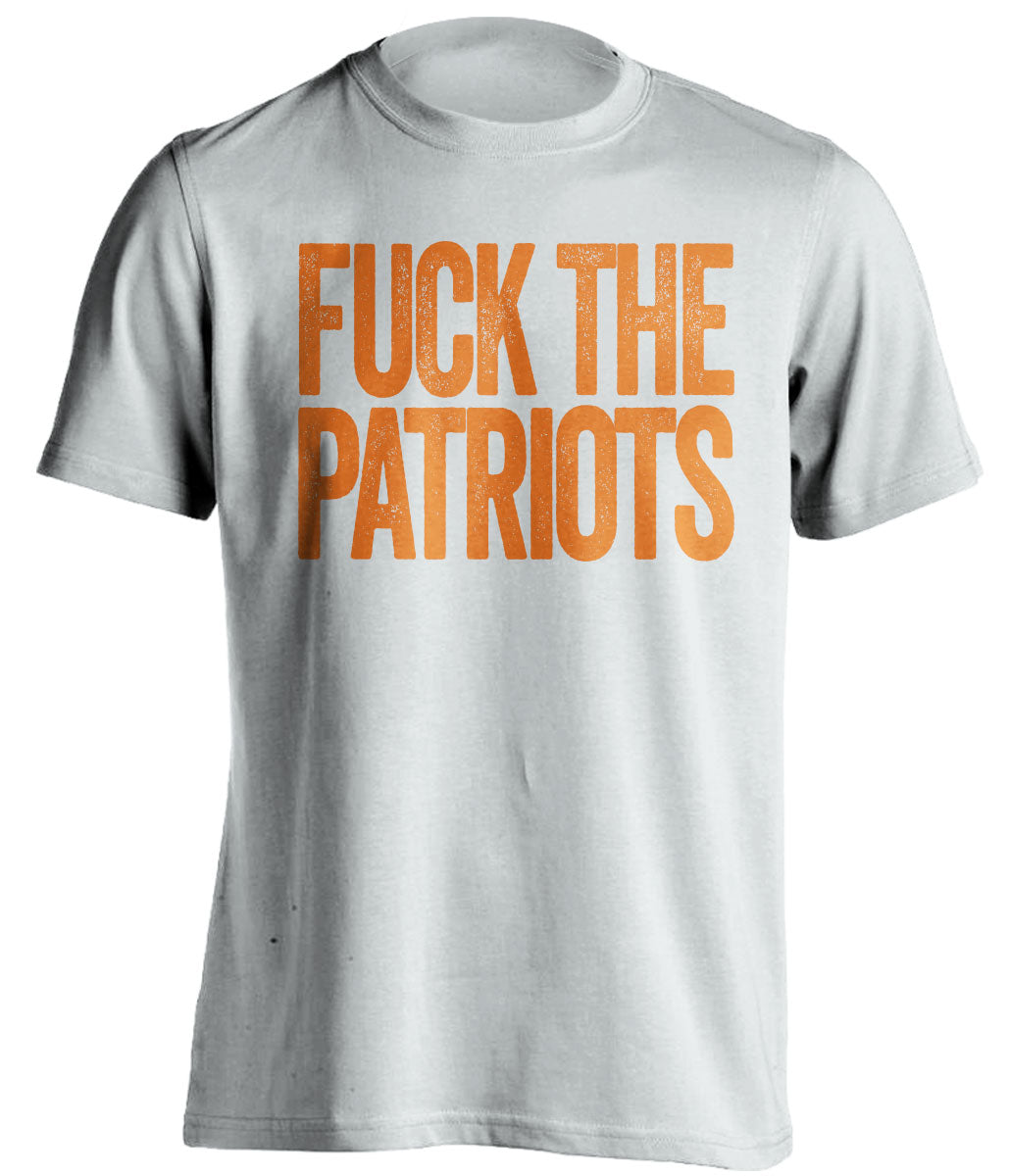 FUCK THE PATRIOTS - Patriots Haters Shirt - Navy and Orange Version - Text Design - Beef Shirts