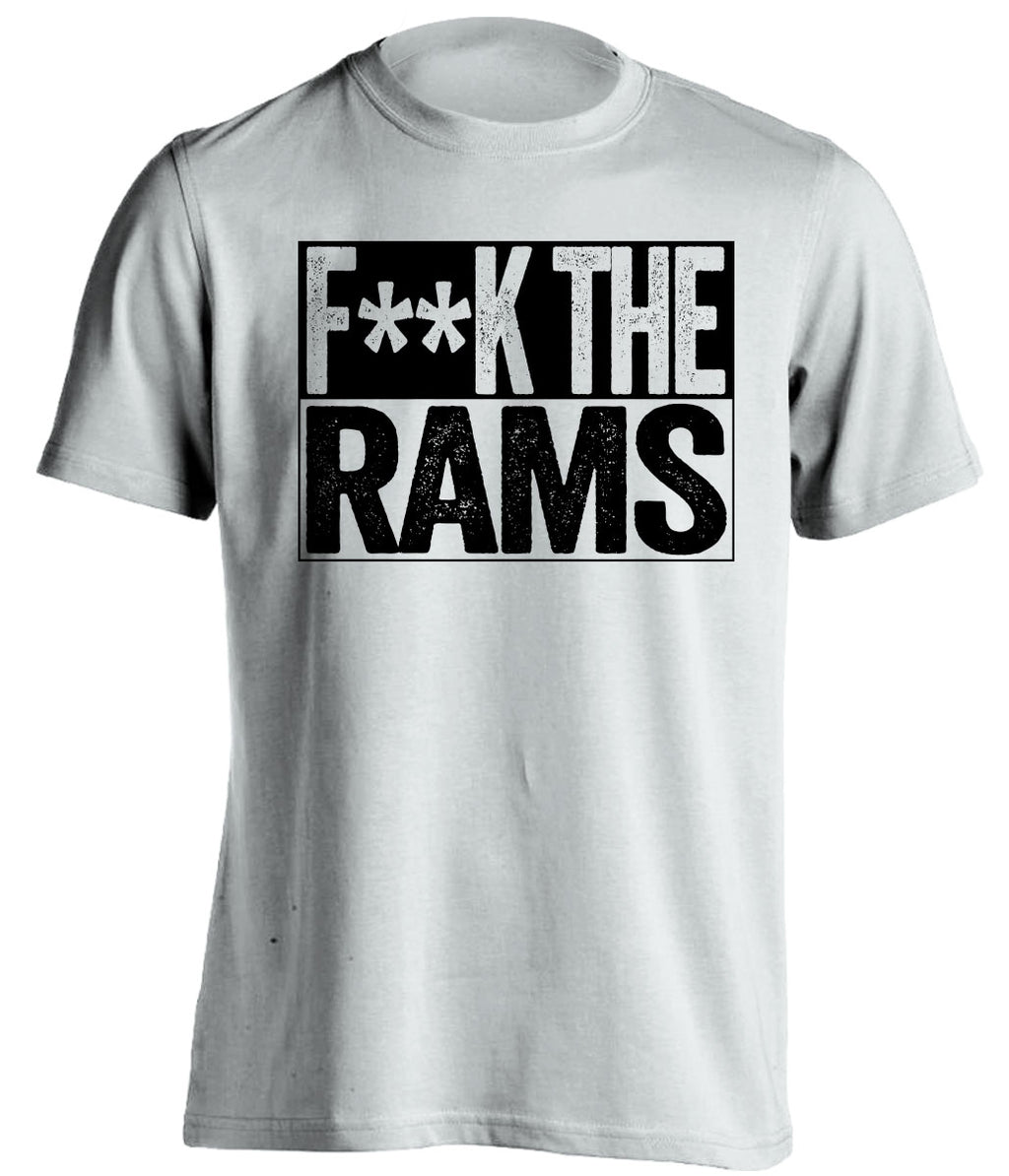 fuck the rams white shirt Las Vegas Raiders Fan censored