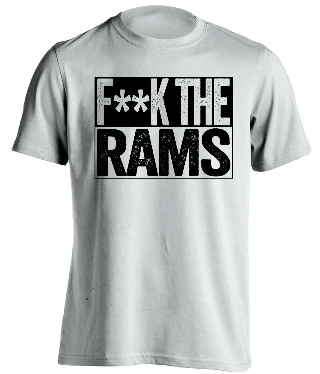 fuck the rams white shirt Las Vegas Raiders Fan censored