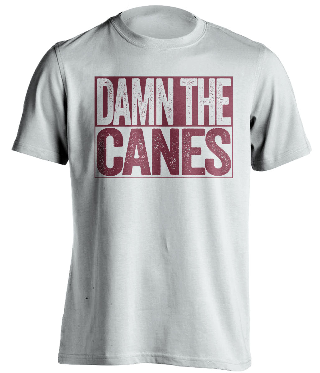 damn the canes fsu seminoles white fan tshirt