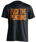 fuck the penguins NYI islanders fan uncensored black tshirt