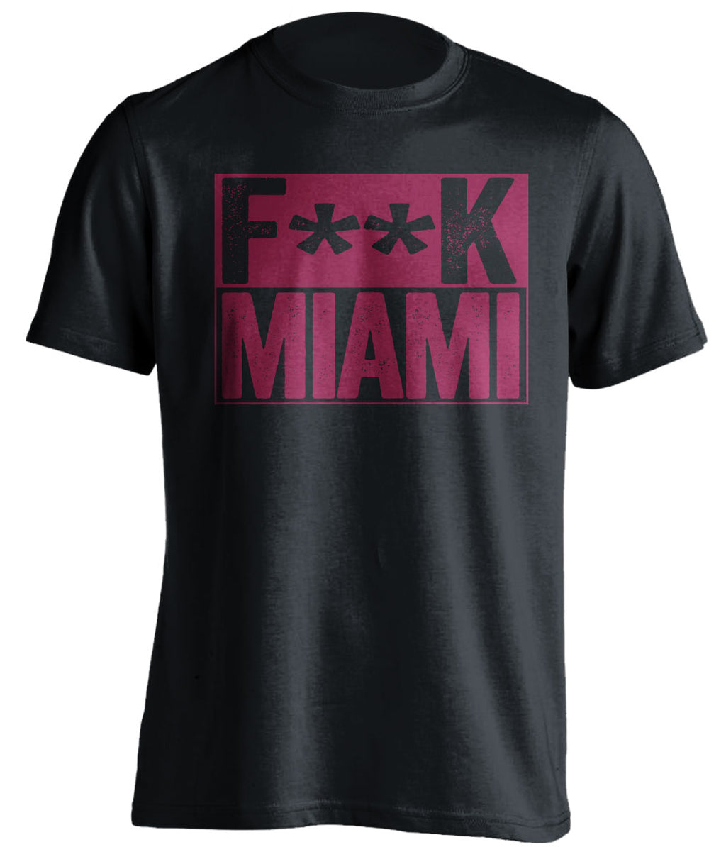 Fuck Miami - Miami Haters Shirt - Maroon and Orange - Box Design - Beef Shirts