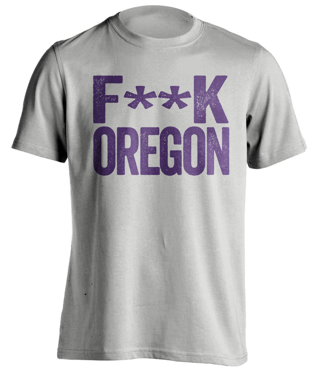 fuck oregon censored grey tshirt for UW huskies fans