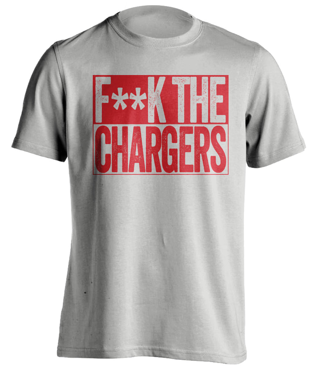 fuck the chargers grey shirt kansas city chiefs fan censored