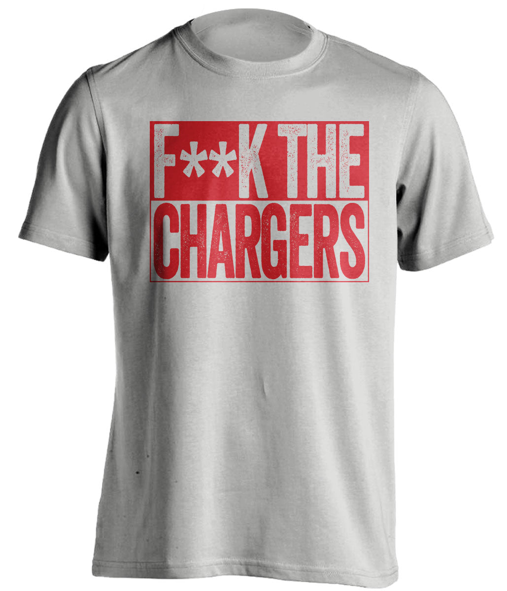 fuck the chargers grey shirt kansas city chiefs fan censored