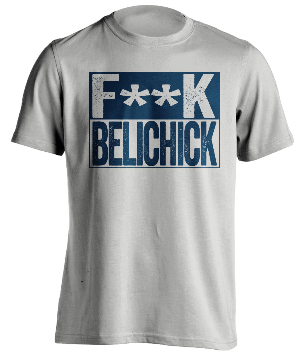 fuck belichick grey and navy tshirt censored