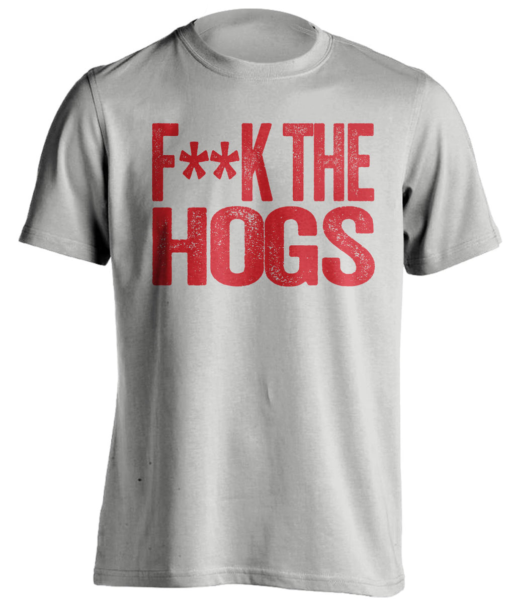 fuck the hogs censored grey tshirt for ASU a-state fans