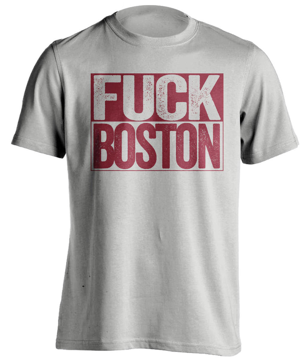 Fuck Boston - Boston Haters Shirt - Navy and Cardinal Red - Box Design - Beef Shirts