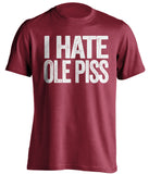 i hate ole piss miss rebels alabama crimson tide red tshirt