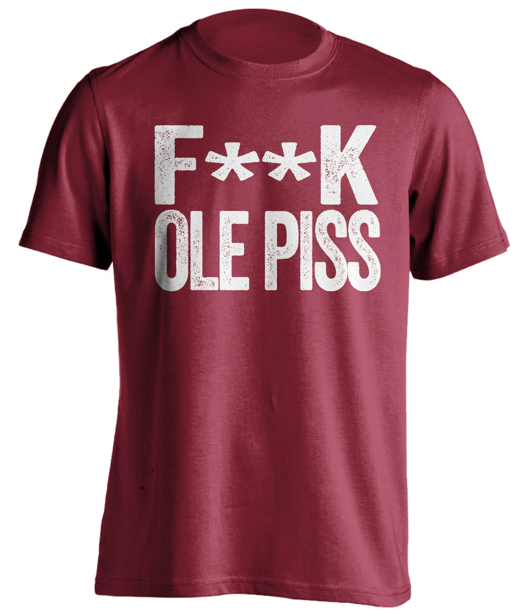 fuck ole piss miss alabama crimson tide red tshirt censored