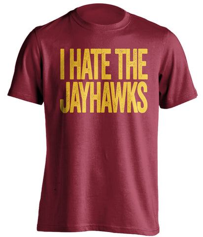 i hate the jayhawks red tshirt for iowa st cyclones fans