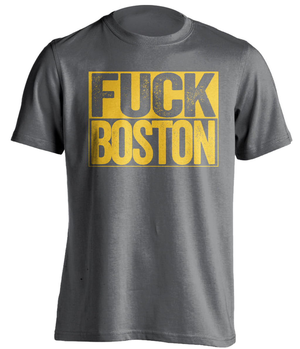 Fuck Boston - Boston Haters Shirt - Navy and Gold - Box Design - Beef Shirts