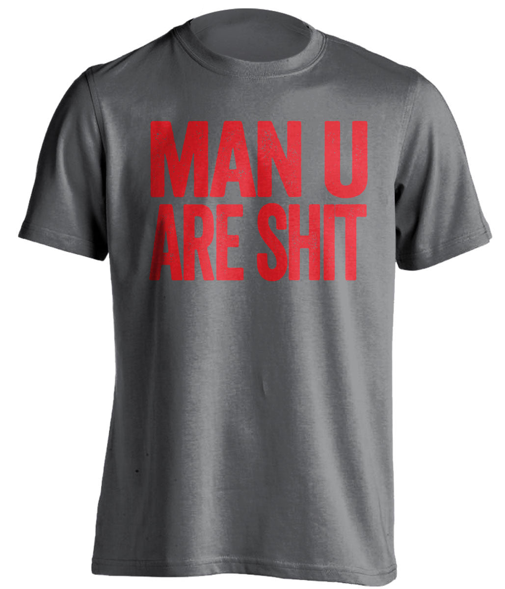 man u are shit grey arsenal shirt
