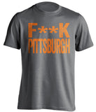 fuck pittsburgh cleveland browns fan grey tshirt censored