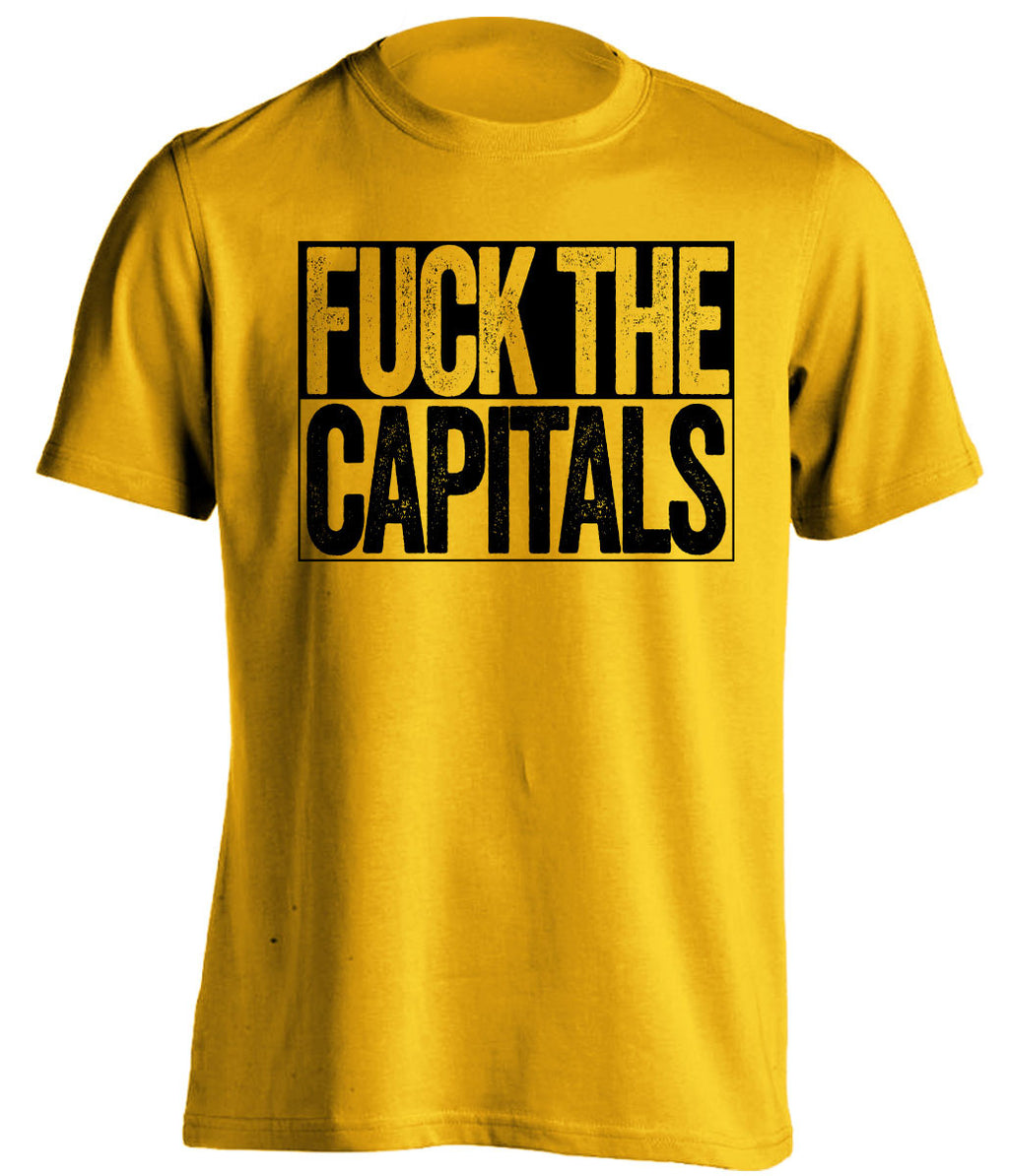 FUCK THE CAPITALS Pittsburgh Penguins gold TShirt