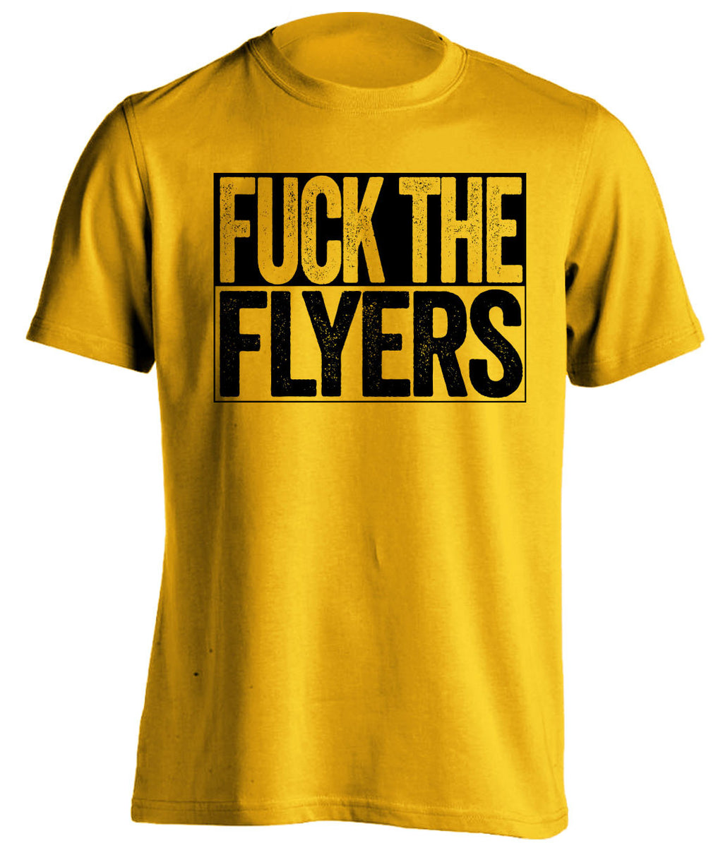 FUCK THE FLYERS Pittsburgh Penguins gold TShirt