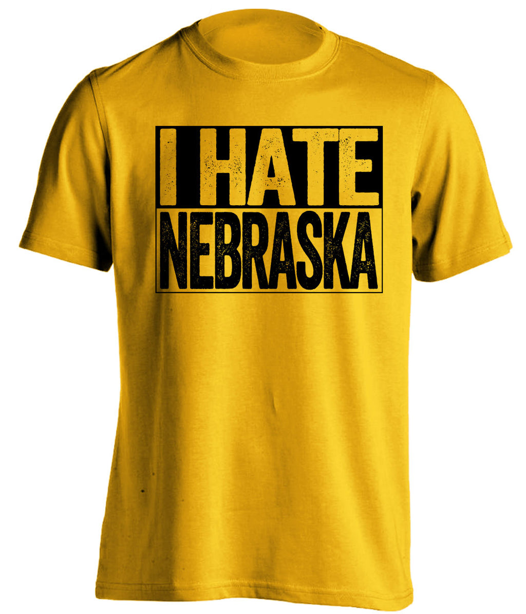 i hate nebraska iowa hawkeyes fan gold tshirt