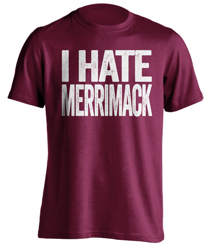 i hate merrimack umass minutemen maroon tshirt