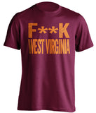 fuck west virginia wvu virginia tech vtu hokies maroon tshirt censored