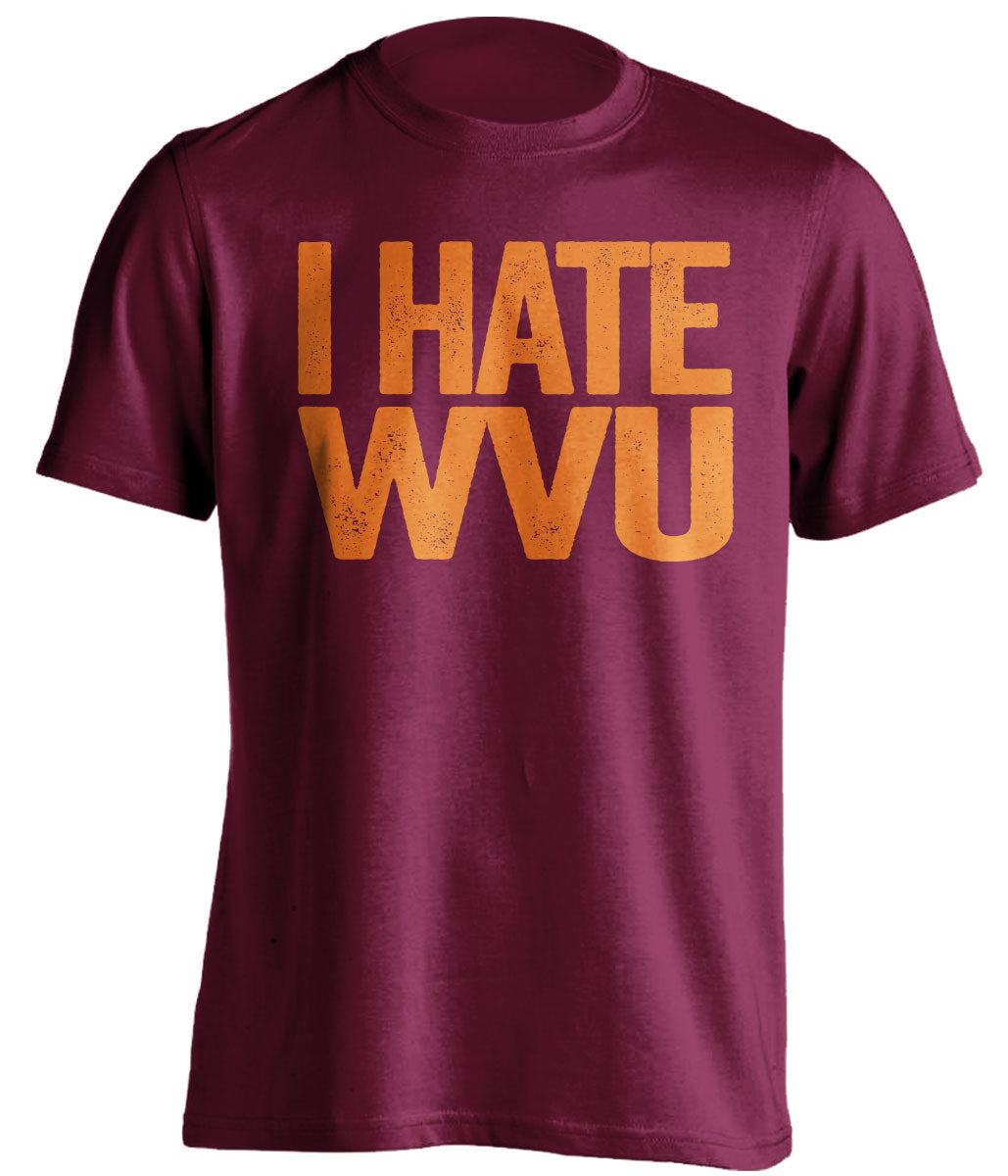 i hate wvu vpi virginia tech hokies maroon tshirt