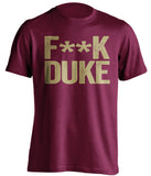 fuck duke boston college fan ensored maroon shirt