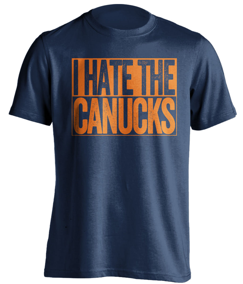 i hate the canucks edmonton oilers blue shirt
