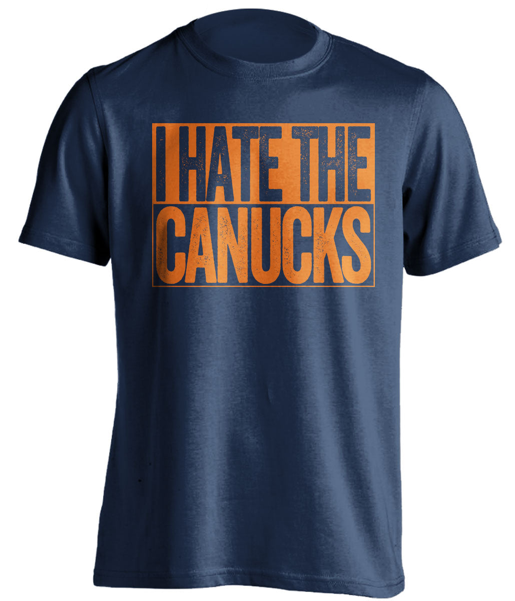 i hate the canucks edmonton oilers blue shirt