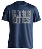 i hate the utes navy shirt for aggies fans