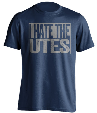i hate the utes navy shirt for aggies fans