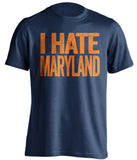 i hate maryland terps uva virginia cavaliers cavs blue tshirt