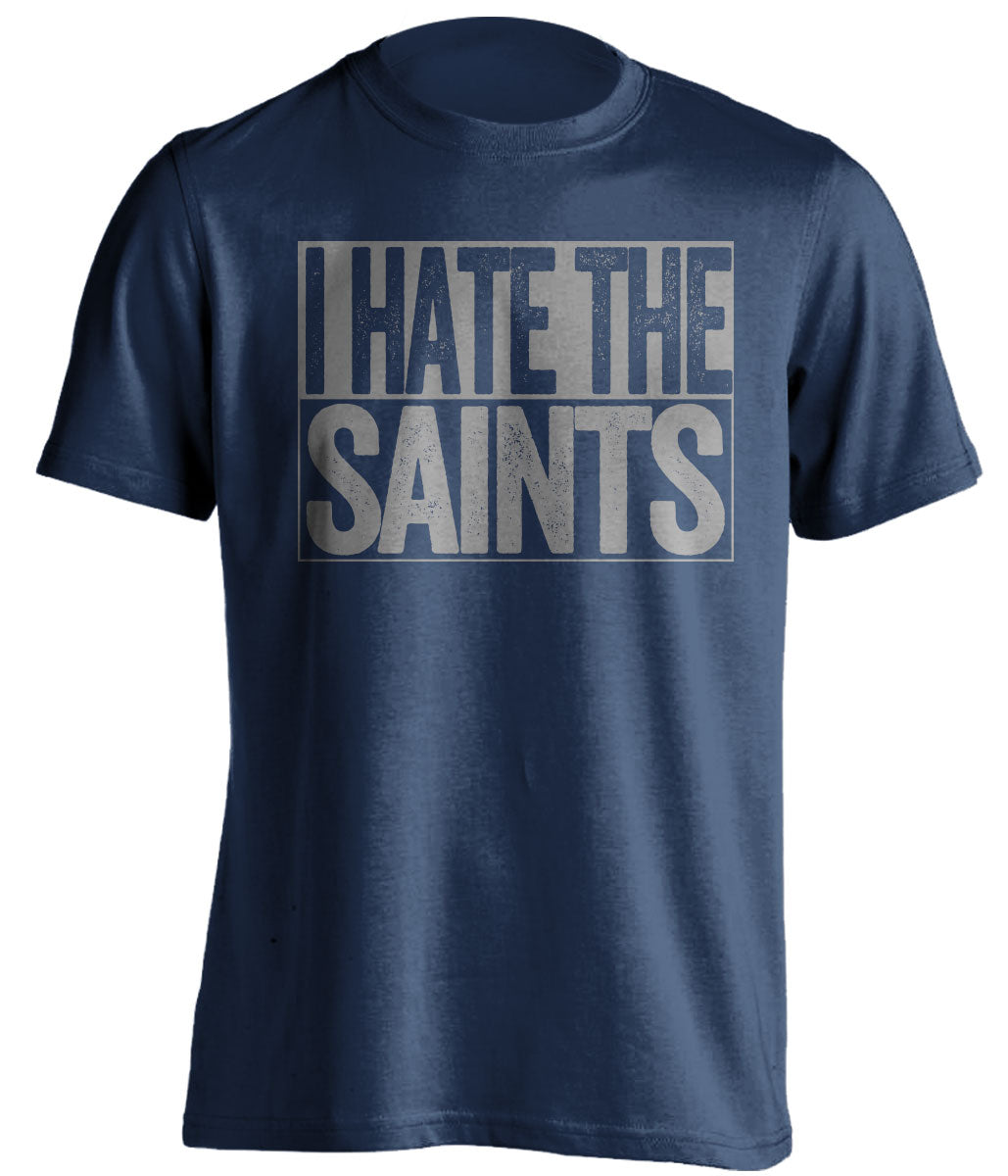 i hate the saints navy and grey shirt