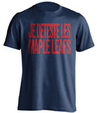 je deteste les maple leafs navy tshirt montreal habs fans