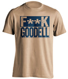 fuck goodell old gold and navy tshirt censored