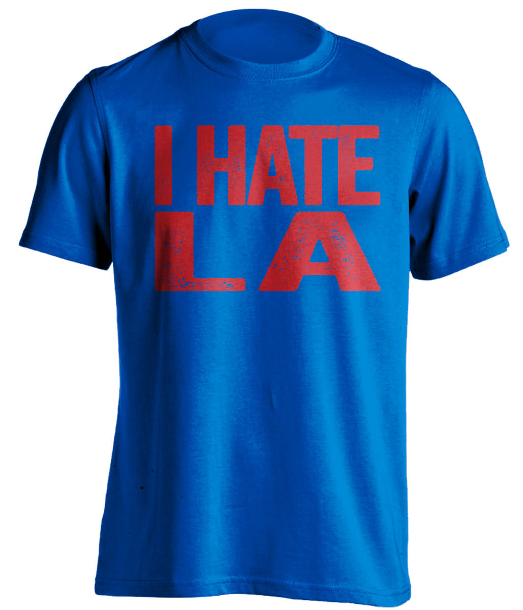i hate la clippers angels texas rangers blue tshirt