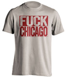 Fuck Chicago - Chicago Haters Shirt - Red and Sand - Box Design - Beef Shirts