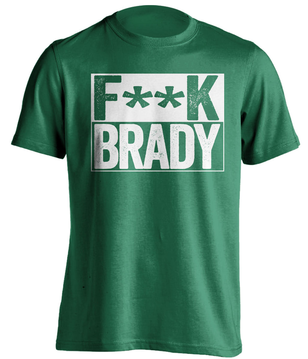 fuck brady green and white tshirt censored