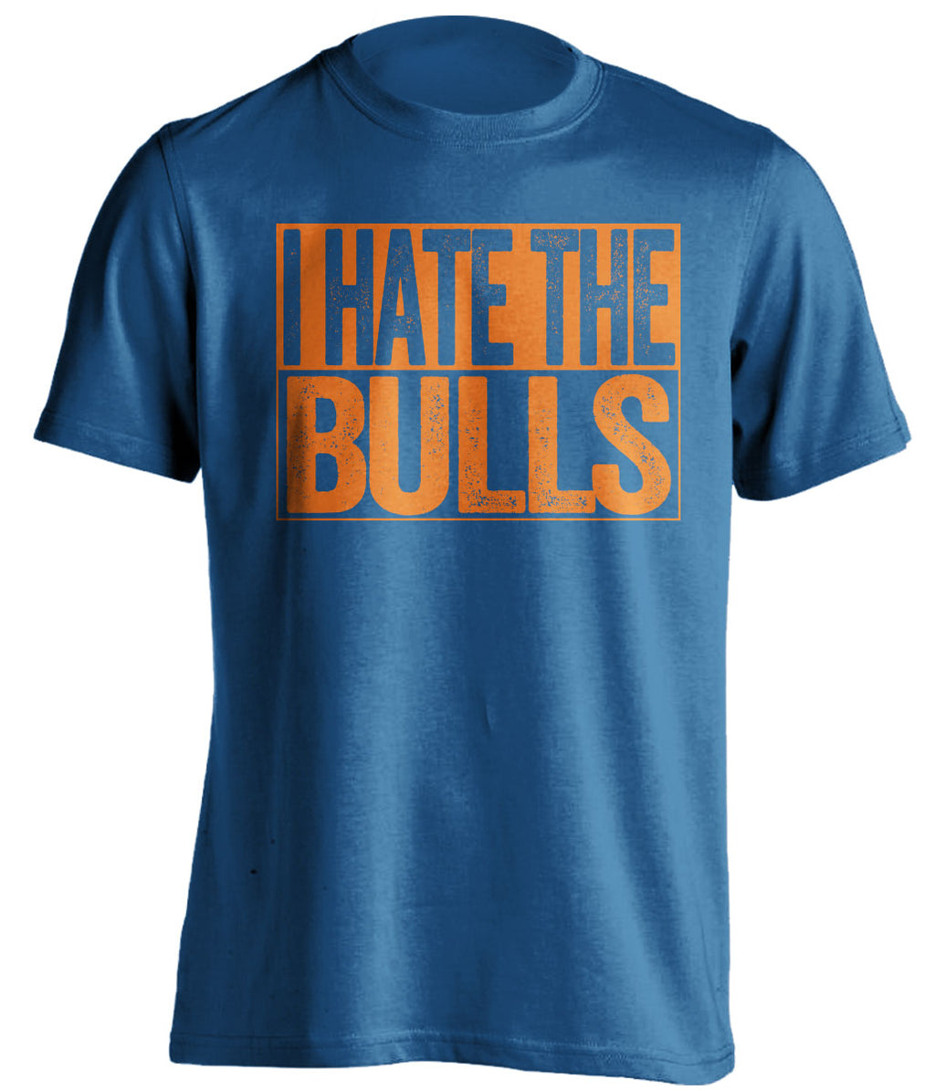 i hate the bulls new york knicks fan blue shirt
