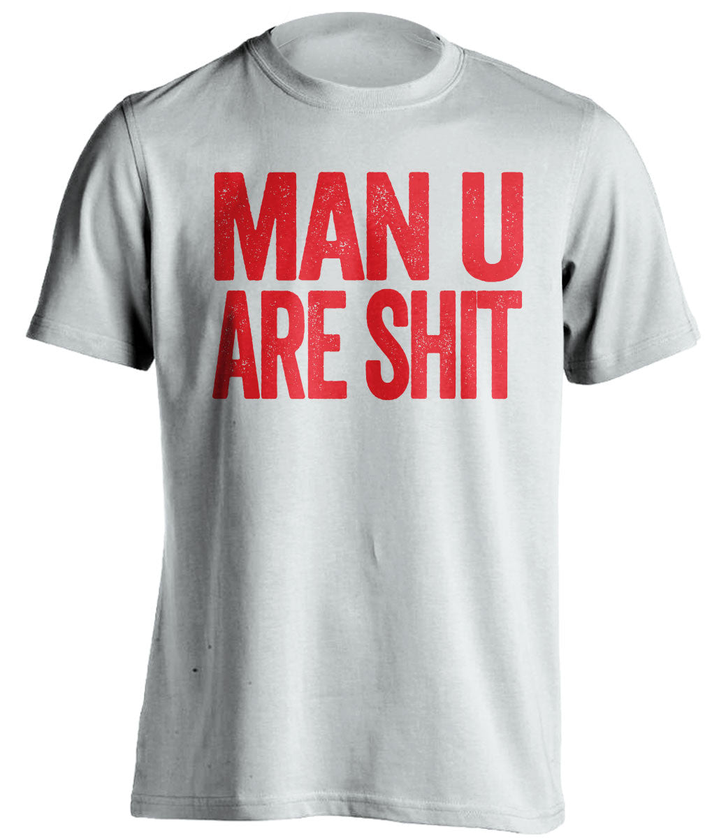 man u are shit white arsenal shirt