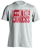 fuck the canucks calgary flames white shirt censored