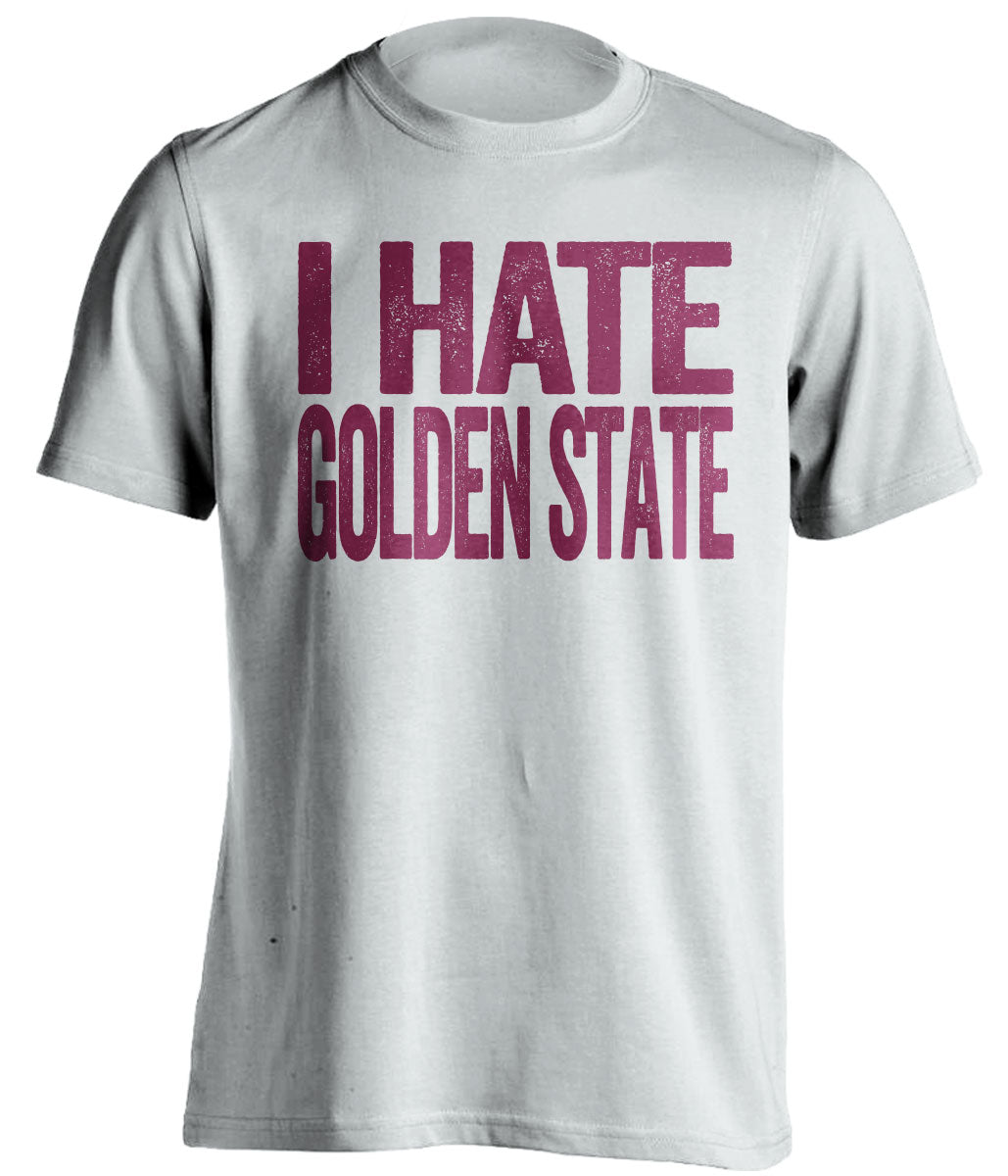 cleveland cavs white shirt i hate golden state gold text