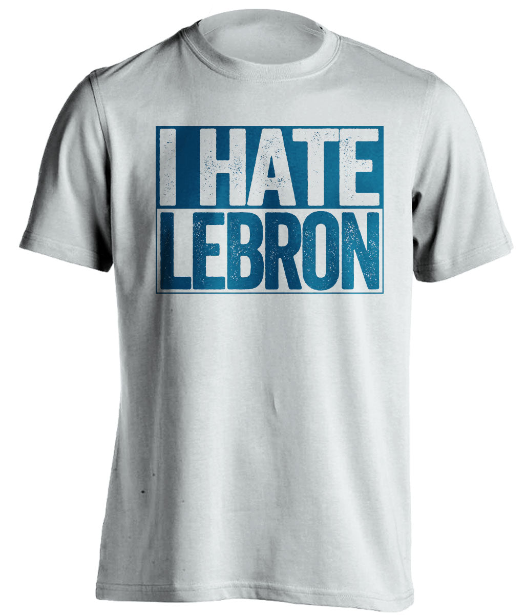 golden state warriors white shirt i hate lebron blue text box